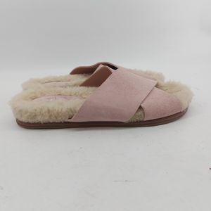 MARC FISHER  Canna Cozy Slide Pink Suede+Genuine Shearling Women 8 M